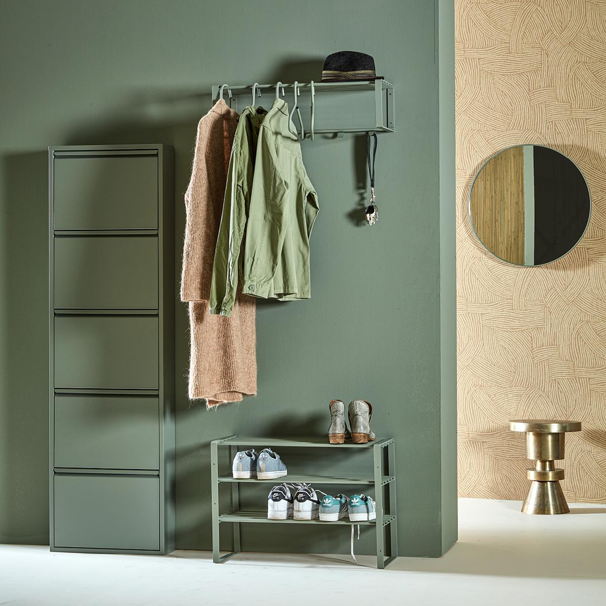 Schoenenkast Bobbie 5 laden Dusty Green (10 paar schoenen)